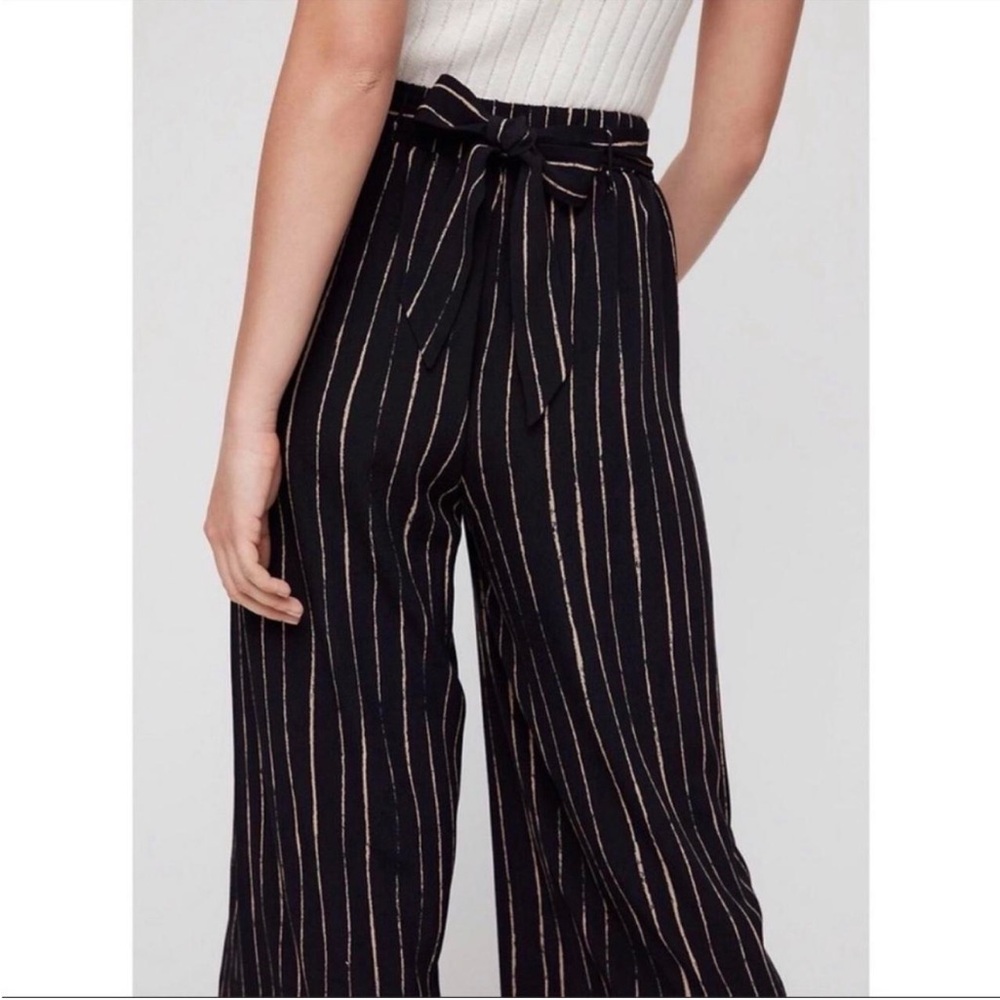WILFRED Aritzia Women's Viscose Rayon Striped Belted Tie Pants Size XXS